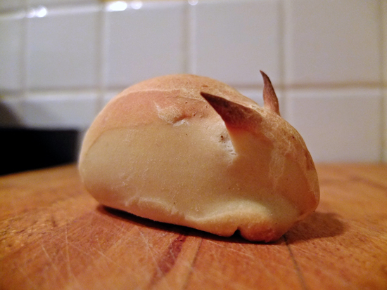 Easter bunny bread roll with pointy ears.