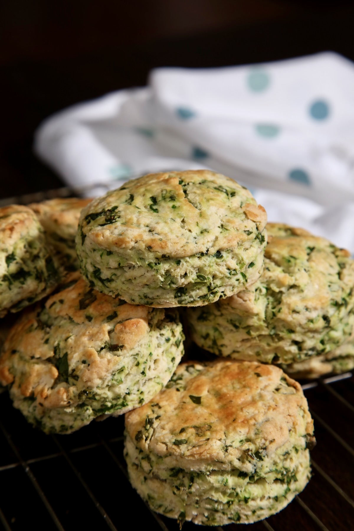 A pile of freshly baked wild garlic scones.