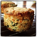 Wild garlic and cheese scones cooling on a wire rack.
