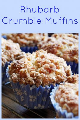 Rhubarb Crumble Muffins - Moist and tart underneath, crunchy, sweet crumble on top!