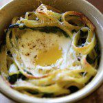 baked pasta with eggs and spinach