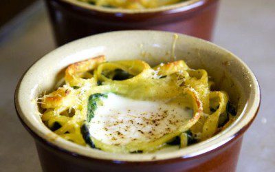 Easy Baked Spaghetti with Eggs and Spinach