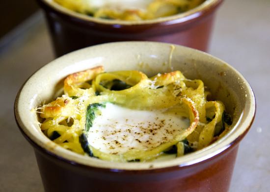 Easy Baked Spaghetti with Eggs and Spinach