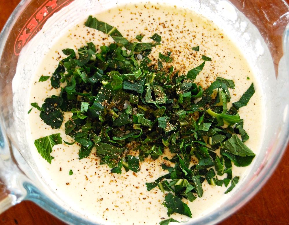 Goats' cheese tart mix with a generous helping of mint.