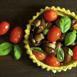 Polenta baskets with garlic mushrooms and cherry tomatoes