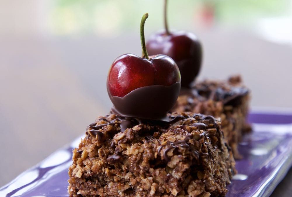 Chocolate Flapjack with Cherries
