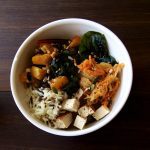Vegan Kimchi Recipe to add to a Vegan Buddha Bowl with Roasted Squash, Rice, Smoked Tofu, Steamed Ruby Chard and Omega Seed Sprinkle.