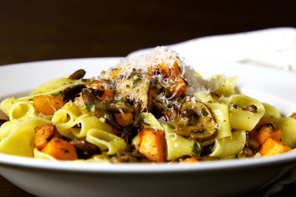 Pappardelle with Squash, Mushrooms, Chestnuts and Sage.