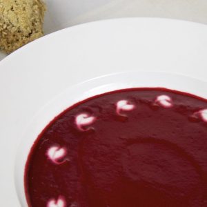 Beetroot Soup with Coconut Hearts for your Vegan Valentine