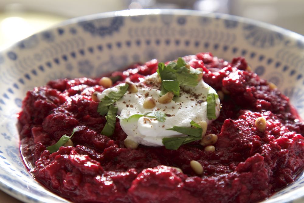Beetroot Baba Ganoush made with sweet chilli beetroots.