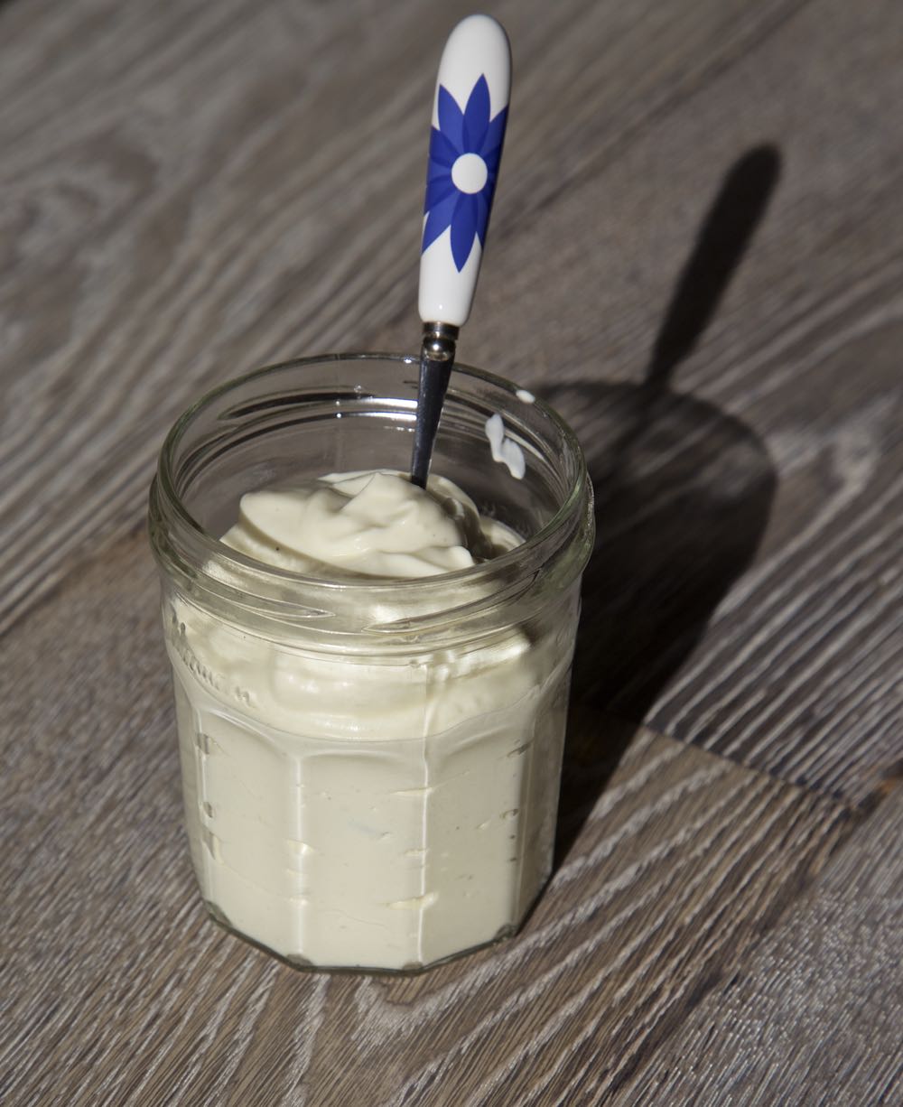 A jar of Thinly Spread's Vegan Mayonnaise .