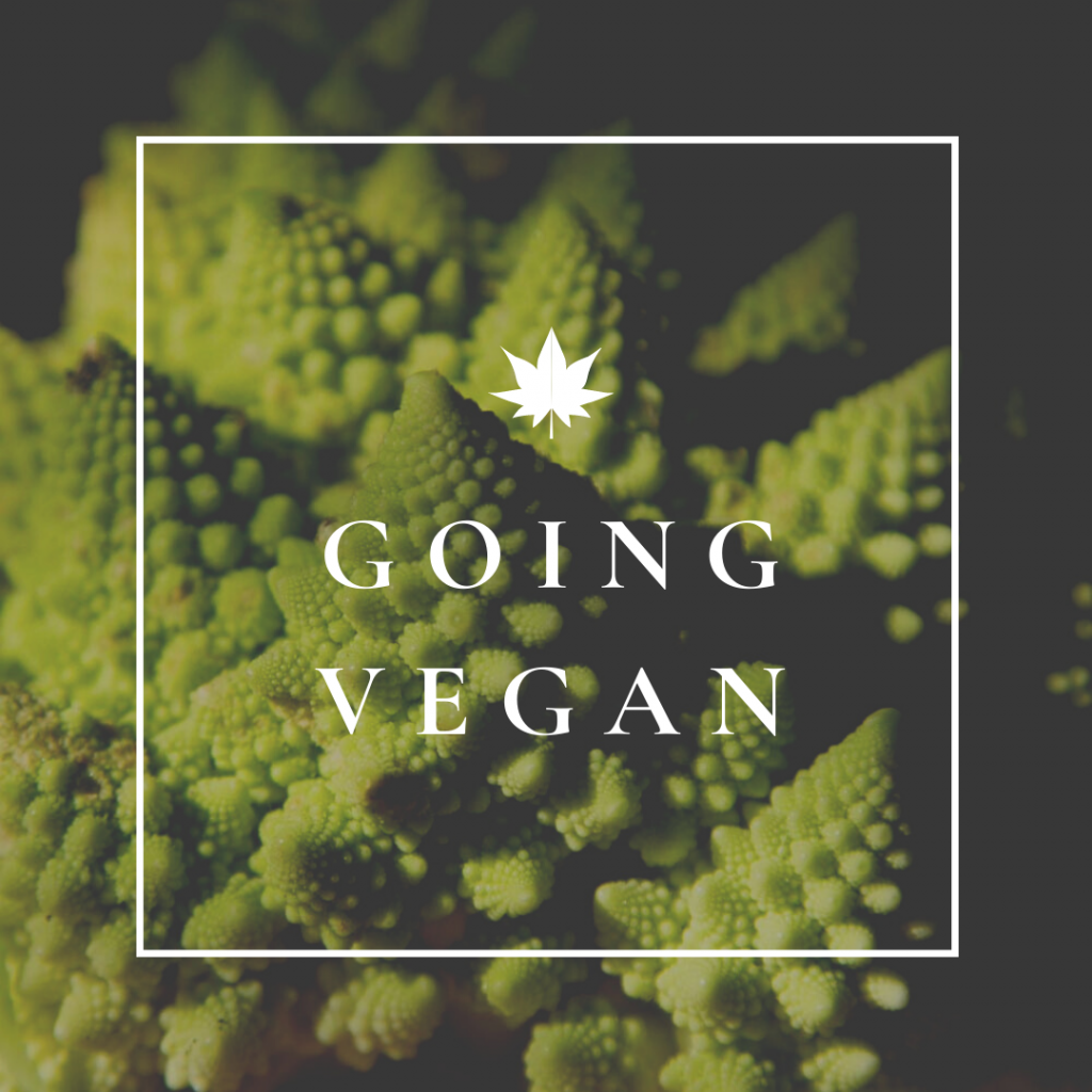 Romanesco Broccoli with text overlay "Going Vegan".