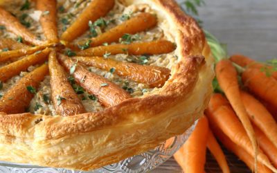 Hummus and Carrot Tart With Caramelised Onions and Thyme