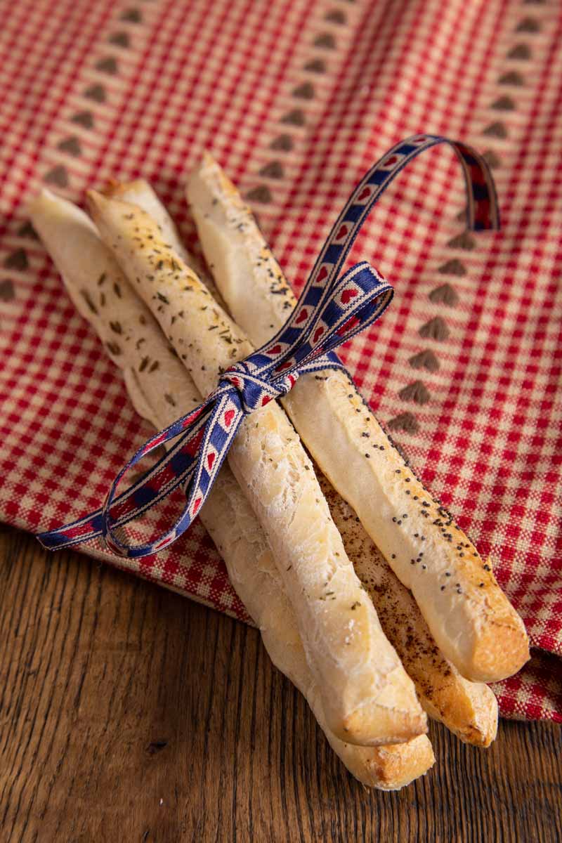 Homemade Breadsticks for Christmas Gifts.