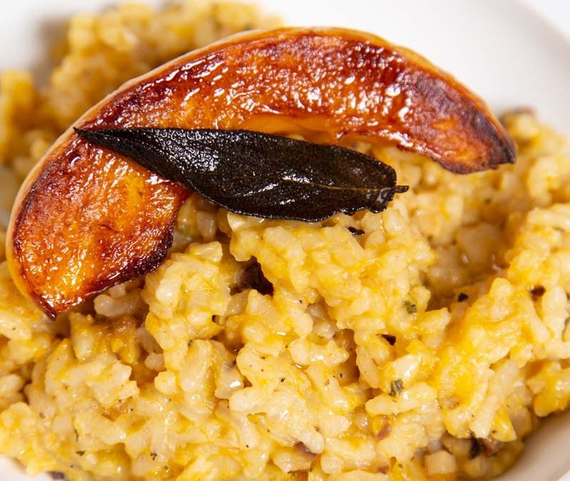 Baked Pumpkin Risotto with Chestnuts and Crispy Fried Sage