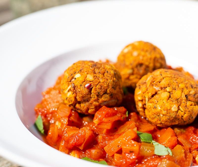 Easy Lentil Meatballs with Fresh Tomato Sauce
