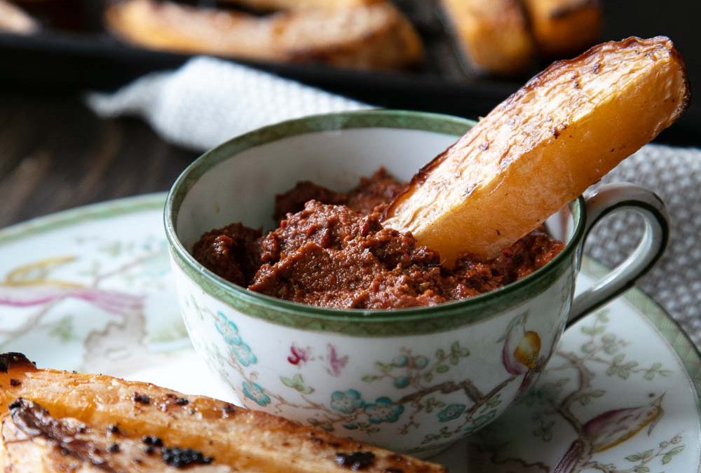 Salt and Pepper Swede Chips with Grain Mustard