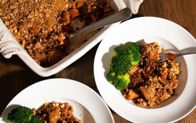Lentil Bake with a Savoury Nut Crumble Topping